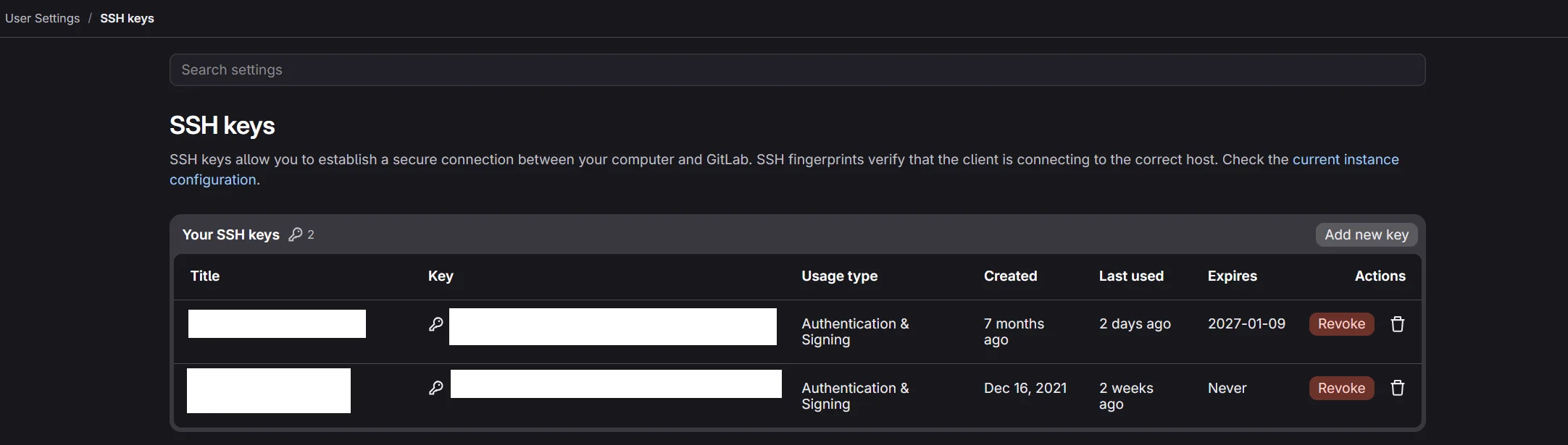 SSH Keys in Gitlab